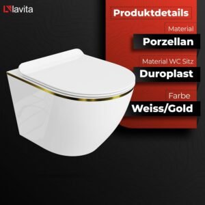 Élément mural WC 40 cm Lavita – kit sans rebord de chasse