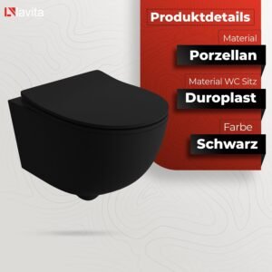 WC suspendu Brava noir sans bord - Kit complet LAVITA