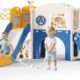 Toboggan pour enfants 170 cm autoportant 6-en-1 bleu