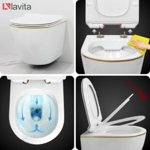 Élément mural WC 40 cm Lavita – kit complet sans rebord Or