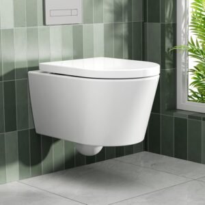 WC suspendu Rainsworth sans rebord, rinçage fort, 48,5 cm
