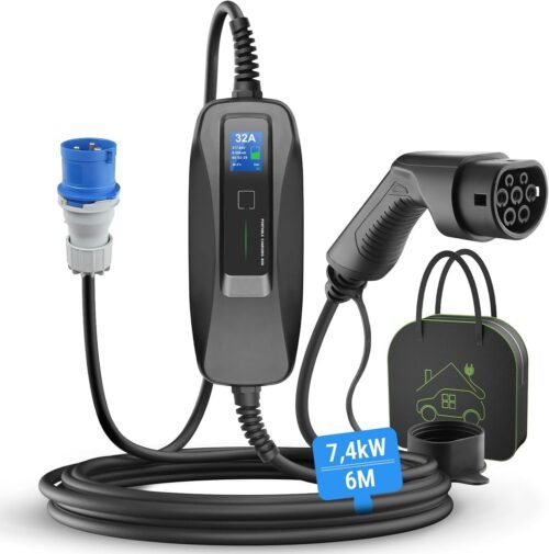 Chargeur voiture électrique Type 2 P17 7,4 kW 6m IP66