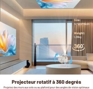 Vidéoprojecteur 4K 1080P 450ANSI Autofocus Wi‑Fi6 Portable