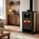 Poêle combustion bois 5+15 kW cuisinière arrière chaudière