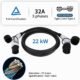 Câble de recharge voiture électrique Type 2 22 kW 32 A 3 m
