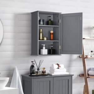 Armoire murale salle de bain Yaheetech - Gris 35x20,7x55 cm
