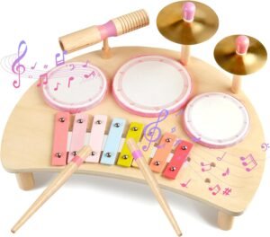 Batterie pour enfants 1-3 ans, Batterie pour enfants 1-3 ans, musicale Montessori rose