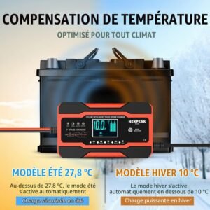 Chargeur batterie voiture 10A NEXPEAK 12/24V avec écran LCD