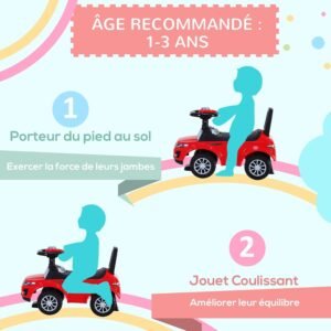 Porteur enfant HOMCOM véhicule à pousser 12-36 mois rouge