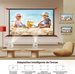 Vidéoprojecteur 4K 1080P 450ANSI Autofocus Wi‑Fi6 Portable