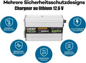 Chargeur intelligent 12,6V 10A QDD pour batterie Li-ion 3S