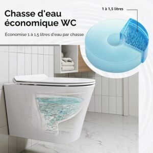 WC suspendu Rimfree 48 cm HOROW blanc, abattant SoftClose
