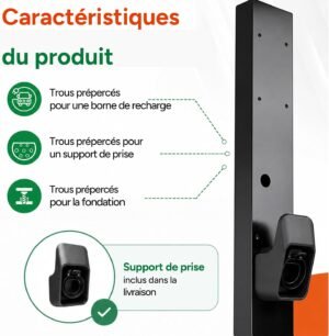 Poteau borne Tesla Wall Connector LDY, acier noir 149 cm