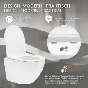 WC suspendu sans bride ECD Germany 49 cm blanc antibactérien