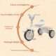 Tricycle bébé UBRAVOO pliable, lumières, 1-5 ans (blanc)