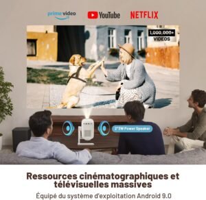 Vidéoprojecteur 4K 1080P 450ANSI Autofocus Wi‑Fi6 Portable