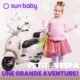 Scooter électrique enfant Vespa Blanc, MP3 et coffre