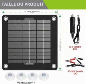 Mainteneur de batterie 12V 10W solaire - Auto Moto Bateau
