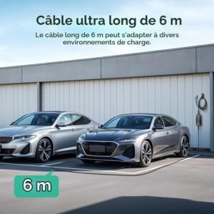 Chargeur voiture électrique Type 2 P17 7,4 kW 6m IP66