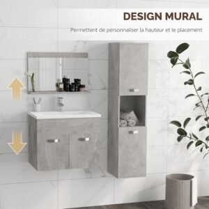 Meubles de salle de bain kleankin ensemble mural gris