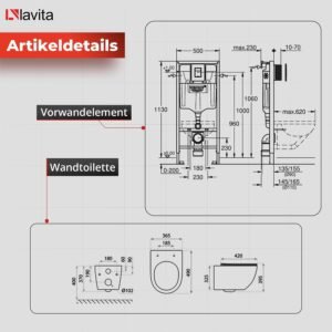 WC suspendu LAVITA Sinto gris sans bord - kit complet