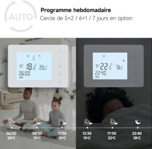 Thermostat chaudière gaz Beok programmable 2 fils à piles