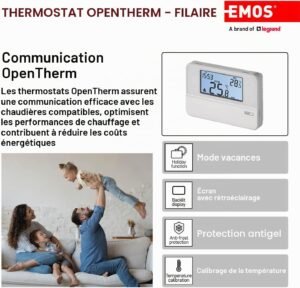 Thermostat OpenTherm EMOS programmable filaire 5–35°C