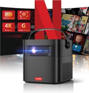 Vidéoprojecteur 4K Toumei Mini, batterie 15 000 mAh, Google TV