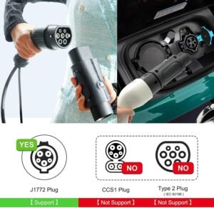 Adaptateur Type 2 vers Type 1 32 A 7,2 kW avec étui