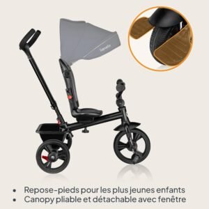 Tricycle bébé Lionelo évolutif 2 en 1, siège 360° Bleu jean