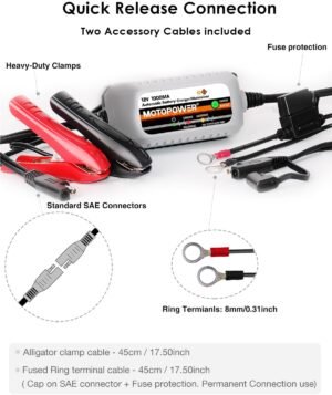 Chargeur mainteneur de batterie 12V 1A MOTOPOWER MP00205B