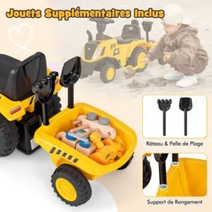 Porteur tracteur enfants Caterpillar avec remorque amovible