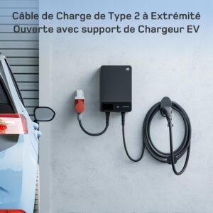 Câble de recharge Type 2 extrémité ouverte 7 kW 7,5 m 32 A