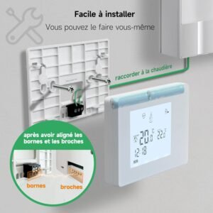 Thermostat chaudière gaz Beok programmable 2 fils à piles
