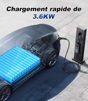 Chargeur voiture électrique Type 2 3,6 kW 5m courant 6-16A