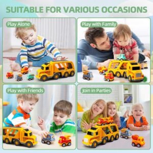 Camion de transport à friction avec 4 petites voitures