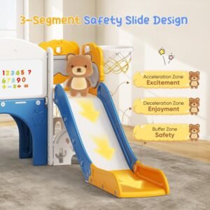 Toboggan pour enfants 170 cm autoportant 6-en-1 bleu