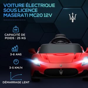 Voiture électrique enfant AIYAPLAY Maserati MC20 12V Rouge