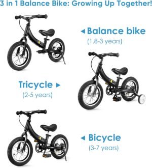 Draisienne YBIKE 2 en 1 12/14/16 pouces 1-7 ans, frein