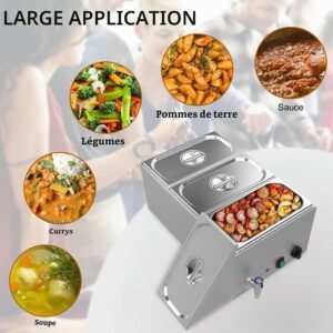 Bain-marie inoxydable 16L 3 sections Valgus Commerciale