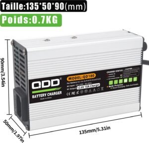 Chargeur intelligent 12,6V 10A QDD pour batterie Li-ion 3S