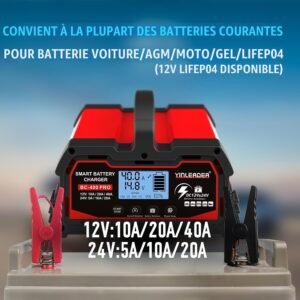 Chargeur batterie intelligent Yinleader 12/24V 40A LiFePO4
