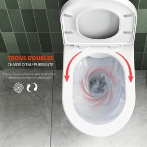 WC suspendu Rainsworth sans rebord, rinçage fort, 48,5 cm