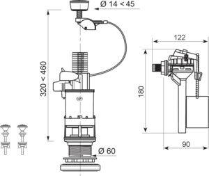 Mécanisme WC Wirquin MW2 Robinet-flotteur Topy chromé
