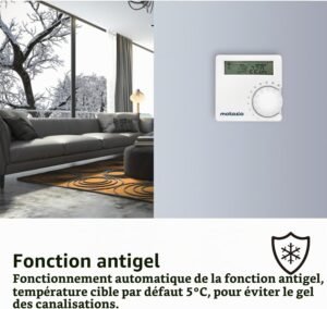 Thermostat programmable sans fil pour chaudière contact sec