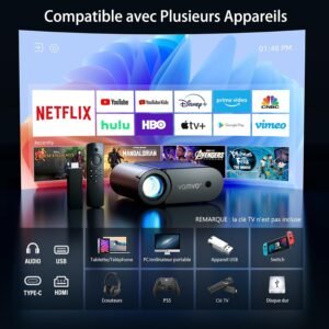 Vamvo projecteur portable WiFi 1080P 200'' extérieur