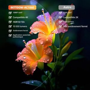 Videoprojecteur 4K Bettdow Netflix certifié, WiFi6 HDR10
