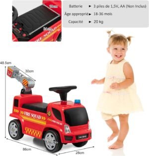 Porteur enfant DREAMADE camion pompier bulles 18-36 mois