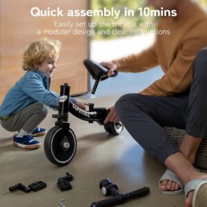 71ab8xhTyL._AC_SL1500_.jpg Tricycle évolutif 5-en-1 Besrey 1-4 ans Draisienne Noir