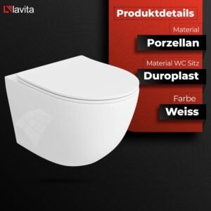 WC suspendu Lavita Sinto blanc sans bord - kit complet